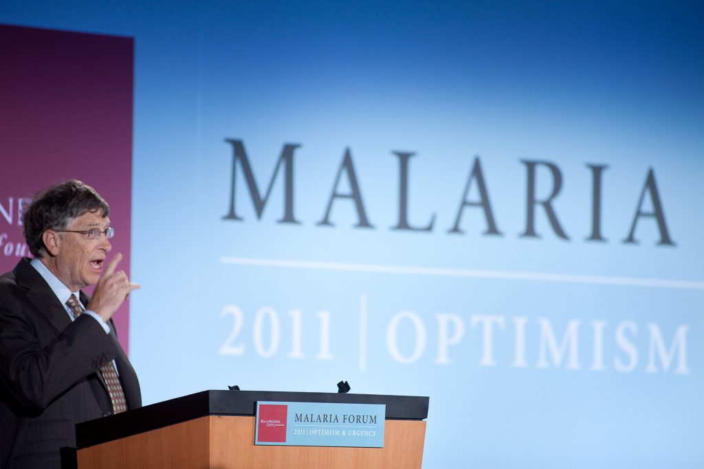Bill Gates gives a keynote speech at the 2011 Malaria Forum. The Bill and Melinda Gates Foundation's 2011 Malaria Forum was held Oct. 17-19th at the Grand Hyatt in Seattle, WA. Receptions were held at the Foundation's campus and the Seattle Aquarium.