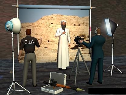 De relatie die ontegenzeggelijk bestaat tussen de CIA en het gefabriceerde 'Al Qaida', is regelmatig het onderwerp van spotprenten, zoals deze.