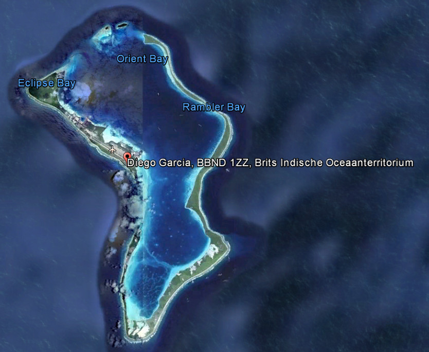 Satellietfoto van Diego Garcia