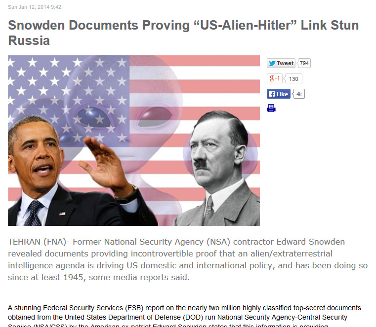 Fars News alien hitler obama