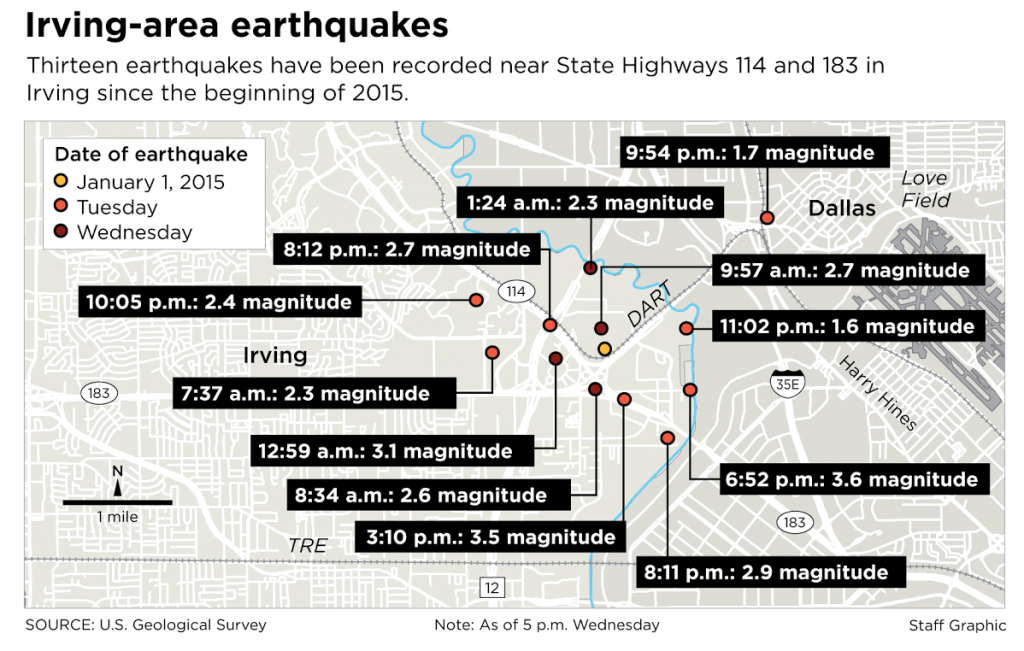 Fracking earth quake area Texas januari 2015