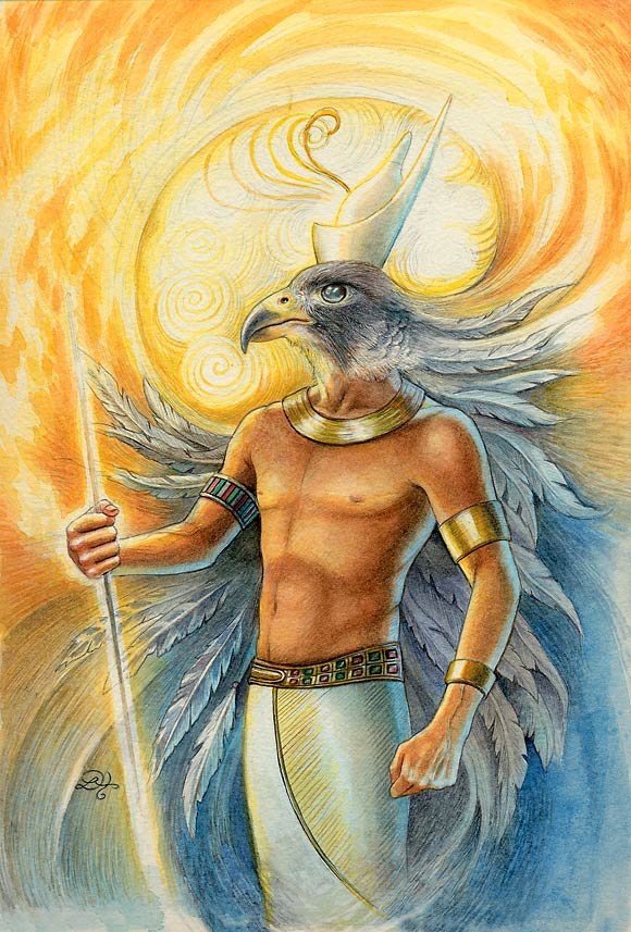 Horus_thesun_AD Horus, de zonnegod, werd zo'n 2000 jaar voor Christus geboren; ook zijn levensverhaal is vergelijkbaar met dat van Jezus.