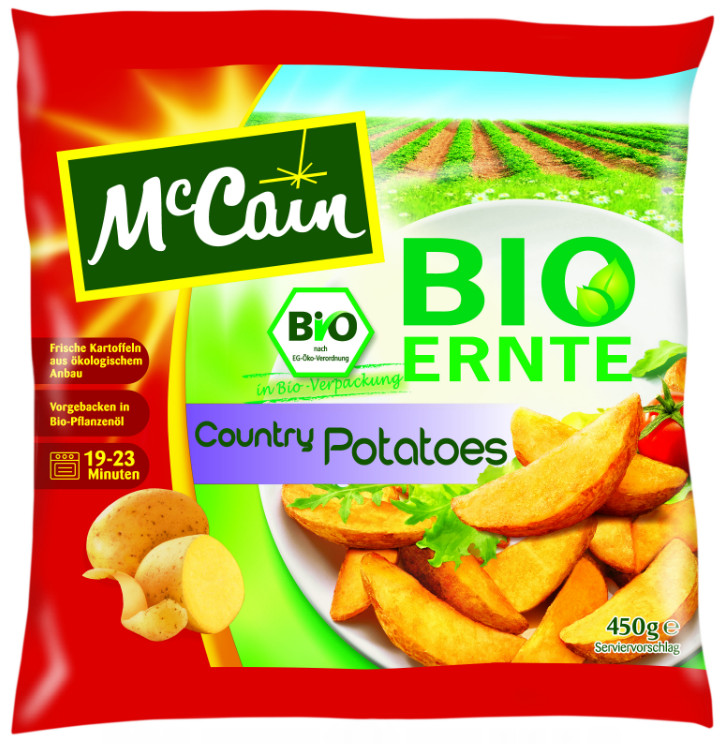 Een goed voorbeeld van een 'duurzaam product'.. Aardappelschijfjes op basis van biologische aardappels en verpakt in een biodegradable/composteerbare plastic verpakking.
