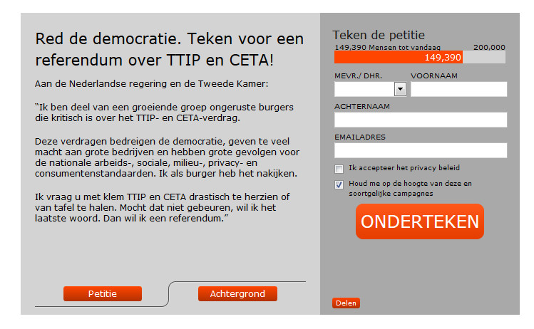 De stand van zaken op 14 mei. NOG NIET GETEKEND? DOE HET EVEN EN MELDT HET AAN VRIENDEN, FAMILIE EN COLLEGA's.