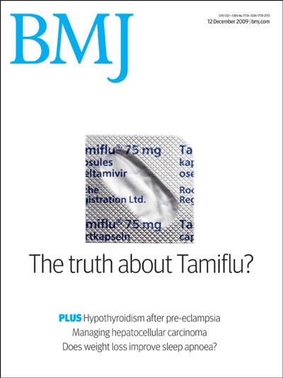 De cover van de British Medical Journal (BMJ): ook zij begrijpen de essentie van berichten rondom Tamiflu!!