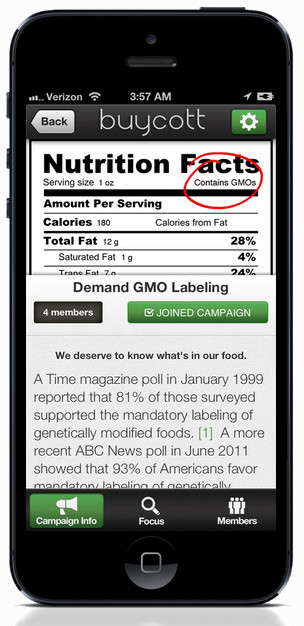 Een voorbeeld uit de VS, waar veel bedrijven het wetsontwerp om de labeling van producten die GMO-bevatten, niet te steunen.. 