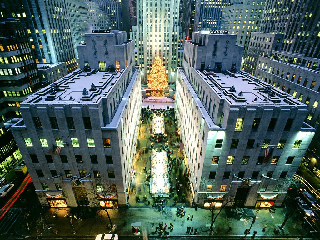 Rockefeller-center in de kersttijd, midden in hartje Manhattan/New York.
