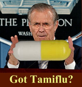 3 x Raden wie er achter het middel Tamiflu zit? Donald Rumsfeld, van 1987 -1997, toen hij Minister van Defensie werd en beroemd ging worden met zijn rol in de Irak-oorlog en de 9-11 aanslagen.