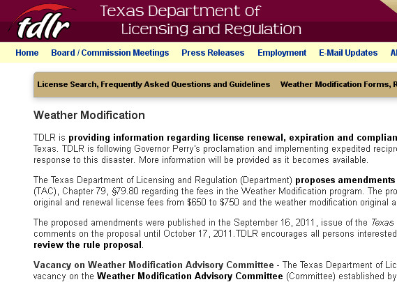 texas licentie afdeling weermanipulatie